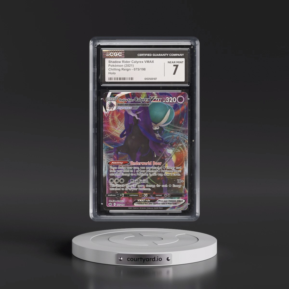 2021 Chilling Reign #075/198 Shadow Rider Calyrex VMAX - Holo (CGC 7 NM)