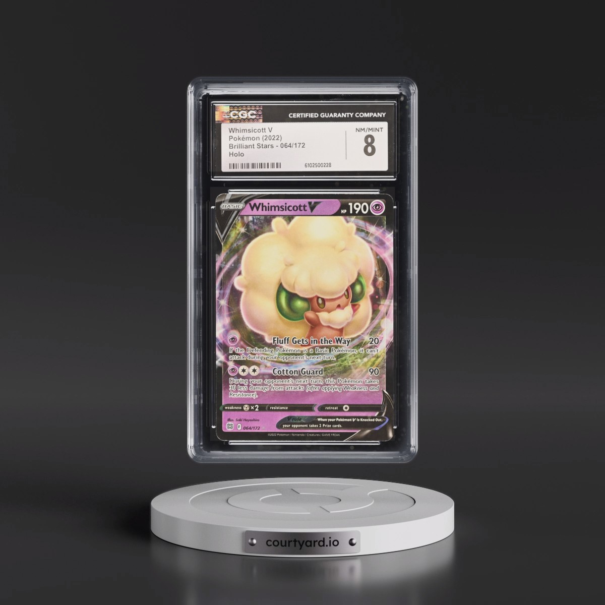 2022 Brilliant Stars #064/172 Whimsicott V - Holo (CGC 8 NM-MT)