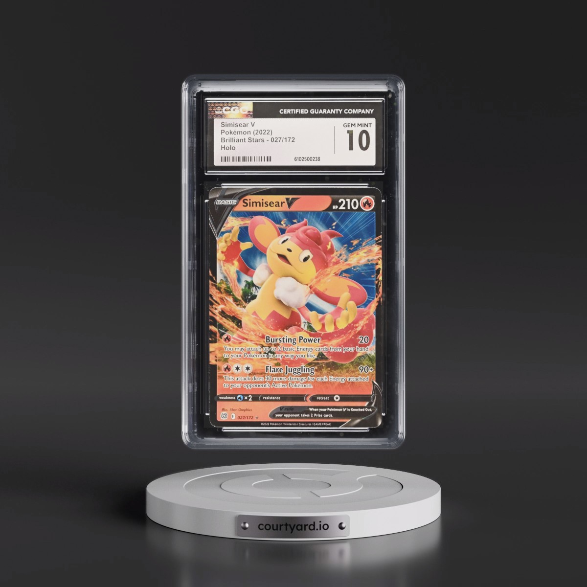 2022 Brilliant Stars #027/172 Simisear V - Holo (CGC 10 GEM MINT)