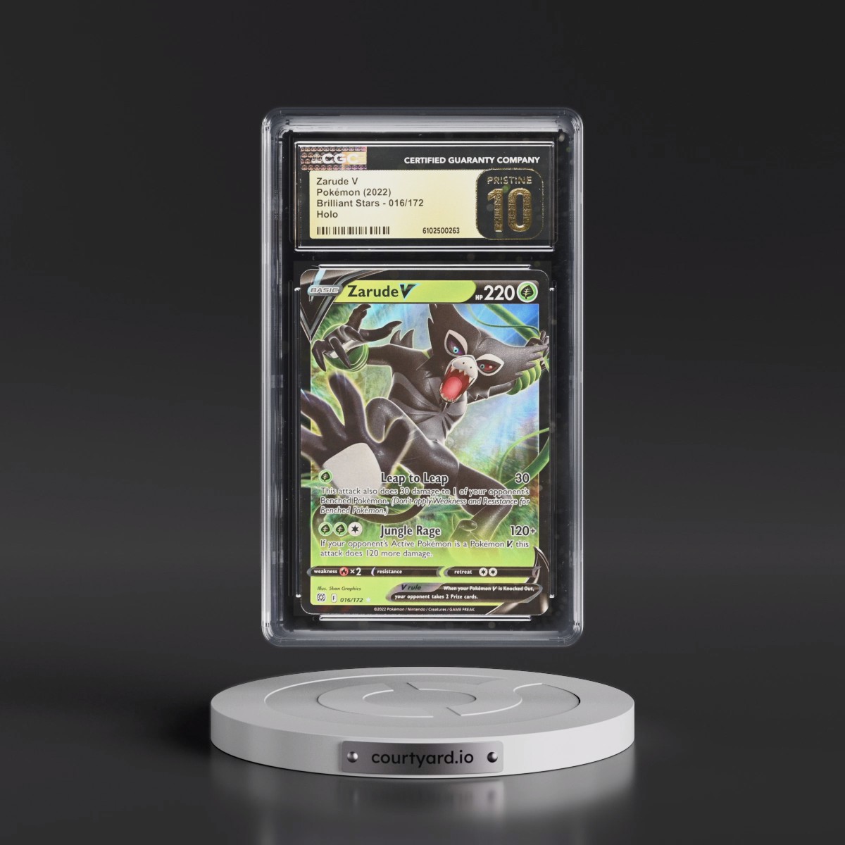2022 Brilliant Stars #016/172 Zarude V - Holo (CGC 10 PRISTINE)