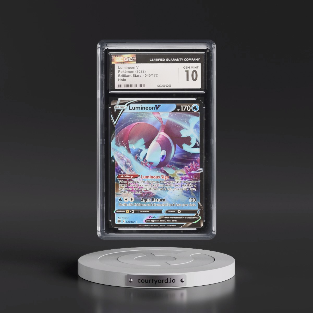 2022 Brilliant Stars #040/172 Lumineon V - Holo (CGC 10 GEM MINT)