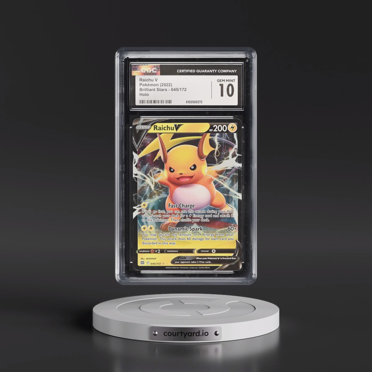 2022 Brilliant Stars #045/172 Raichu V - Holo Ultra Rare (CGC 10 GEM MINT)