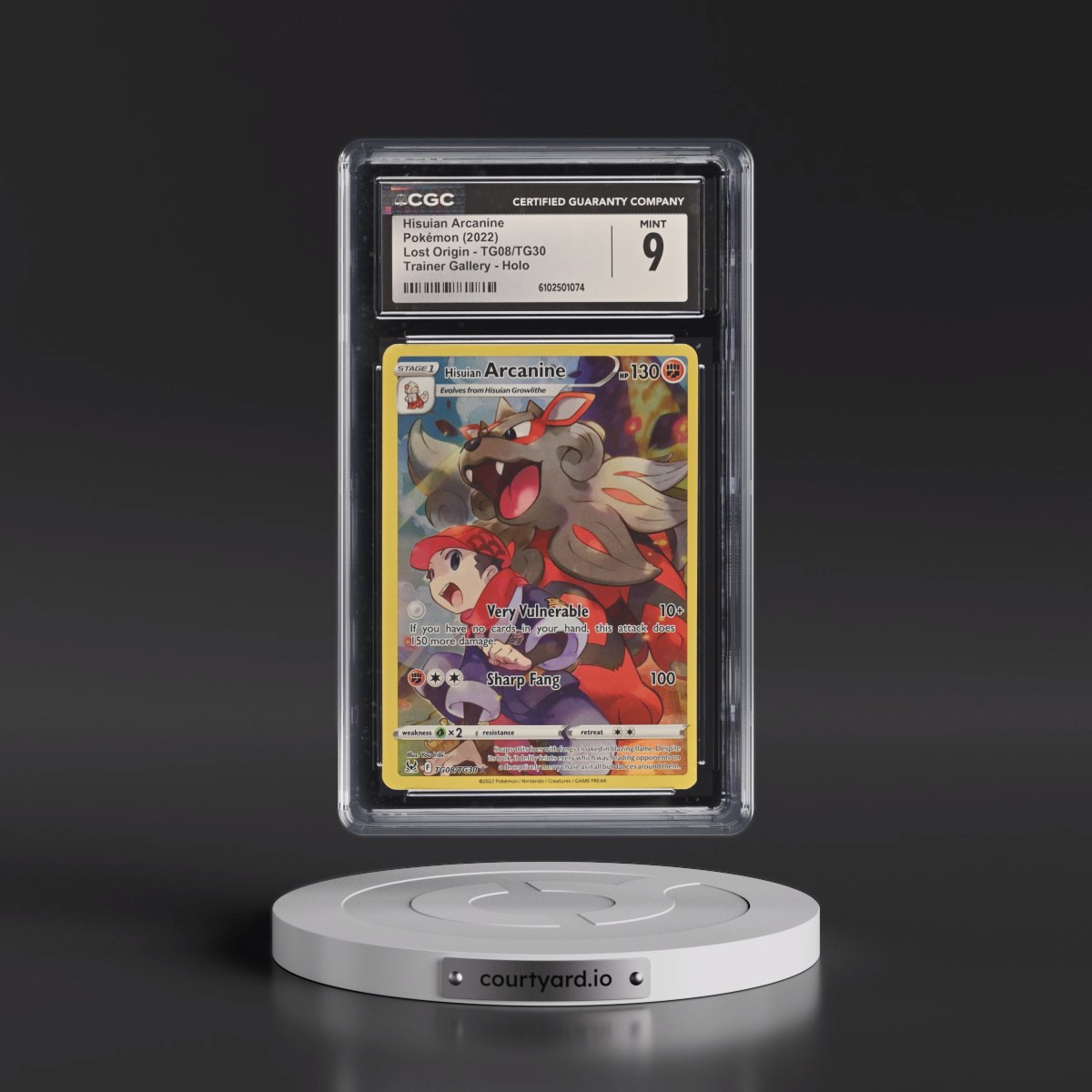 2022 Lost Origin #TG08/TG30 Hisuian Arcanine - Trainer Gallery Holo (CGC 9 MINT)