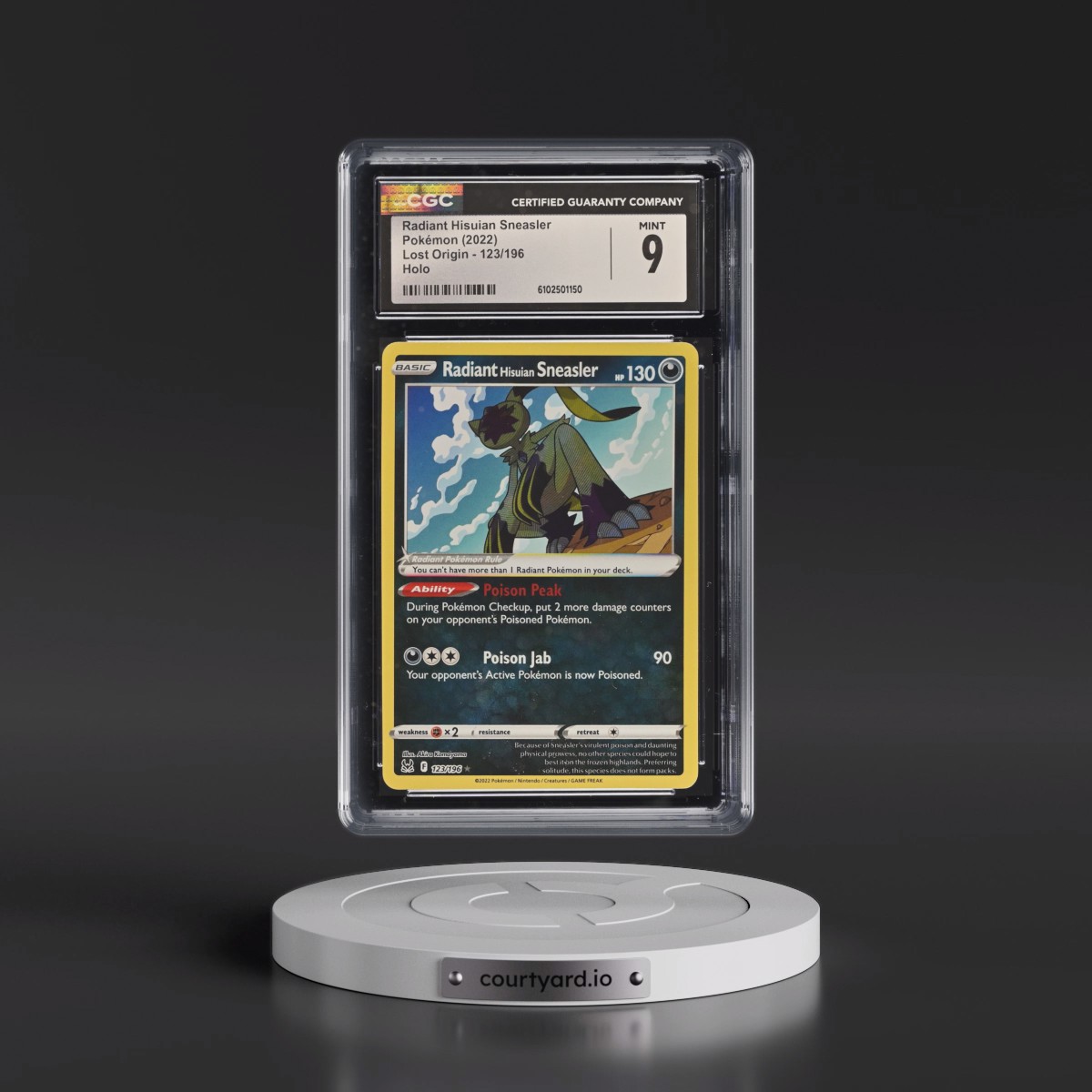 2022 Lost Origin #123/196 Radiant Hisuian Sneasler - Holo (CGC 9 MINT)