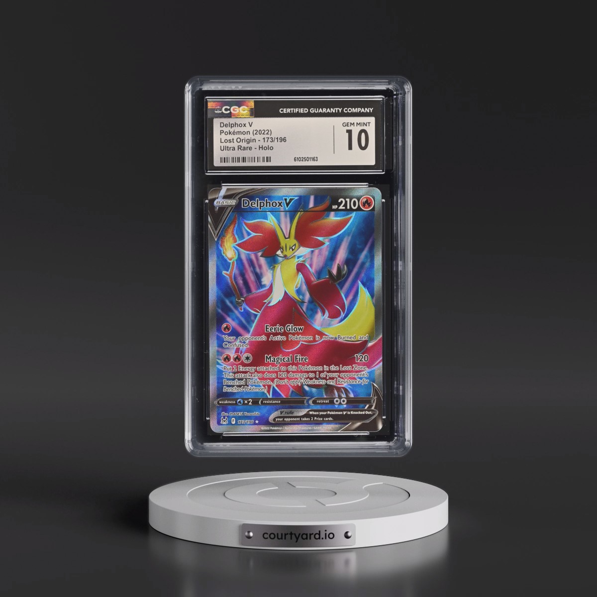 2022 Lost Origin #173/196 Delphox V - Ultra Rare Holo (CGC 10 GEM MINT)