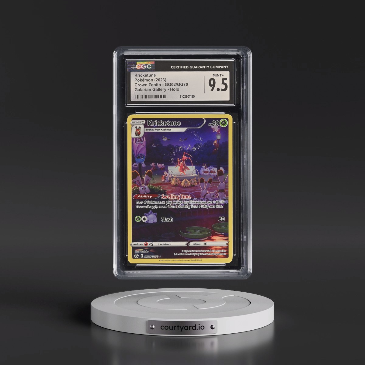2023 Crown Zenith #GG02/GG70 Kricketune - Galarian Gallery Holo (CGC 9.5 MINT+)