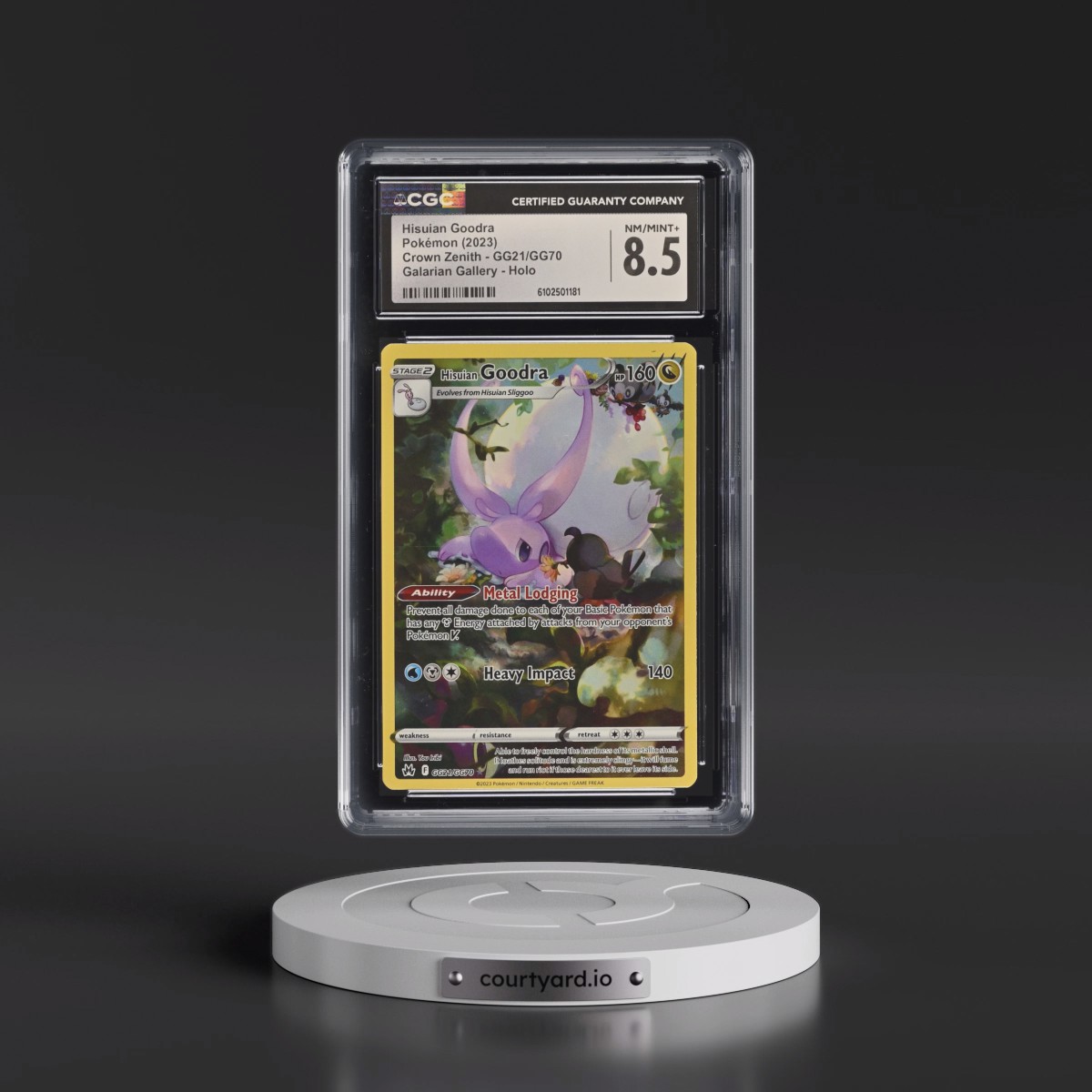 2023 Crown Zenith #GG21/GG70 Hisuian Goodra - Galarian Gallery Holo (CGC 8.5 NM-MT+)