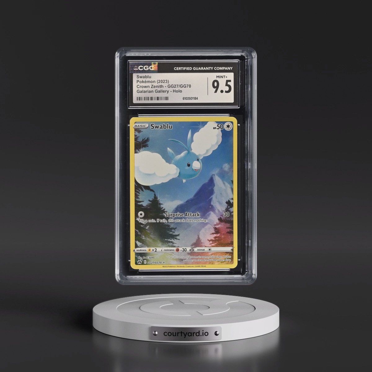 2022 Crown Zenith #GG27/GG70 Swablu - Galarian Gallery Holo (CGC 9.5 MINT+)