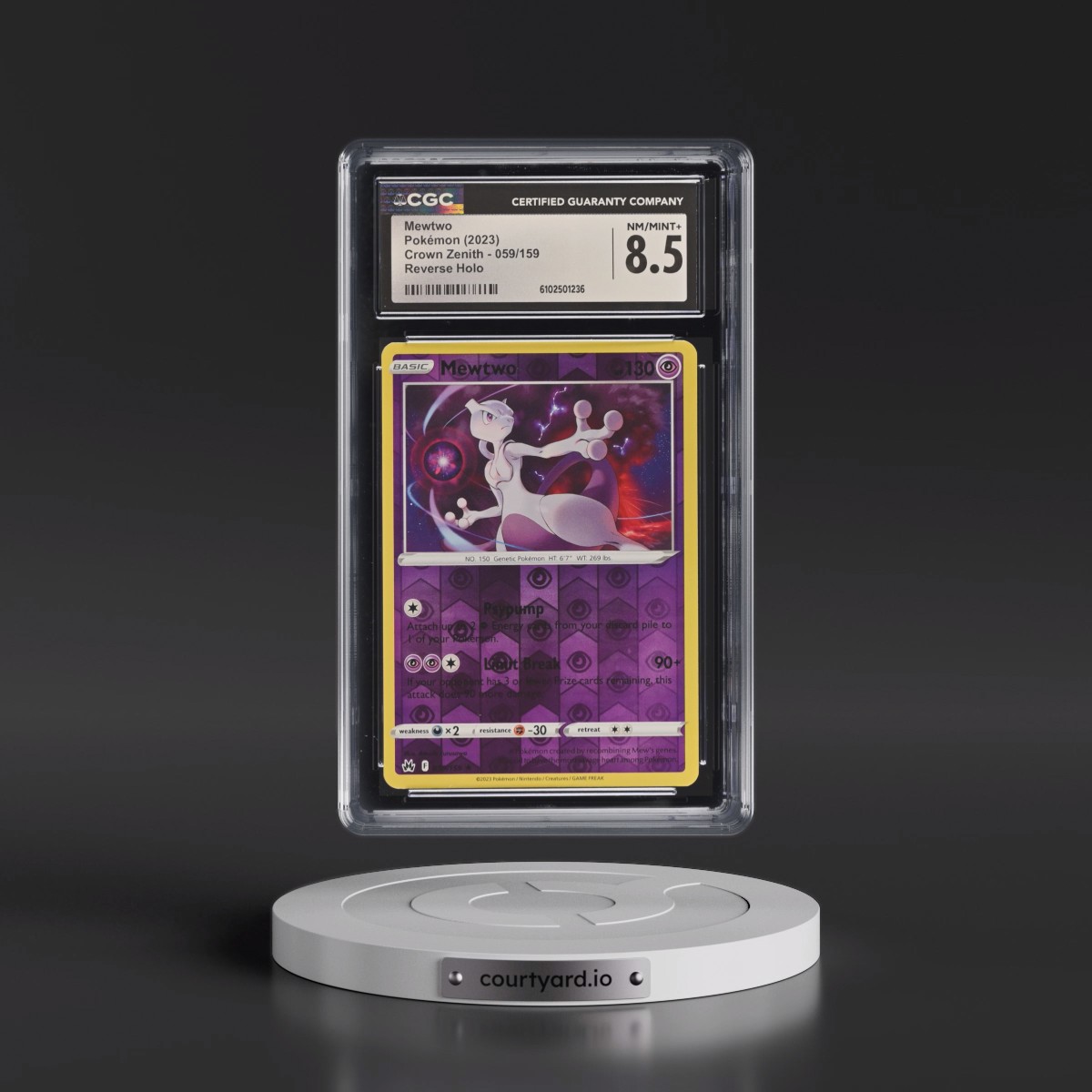 2023 Crown Zenith #059/159 Mewtwo - Reverse Holo (CGC 8.5 NM-MT+)