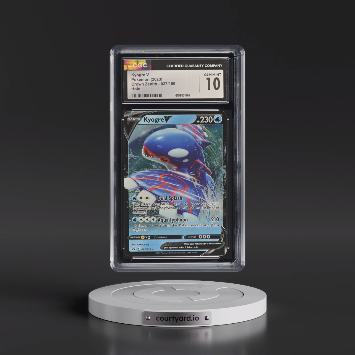 2023 Crown Zenith #037/159 Kyogre V - Holo (CGC 10 GEM MINT)