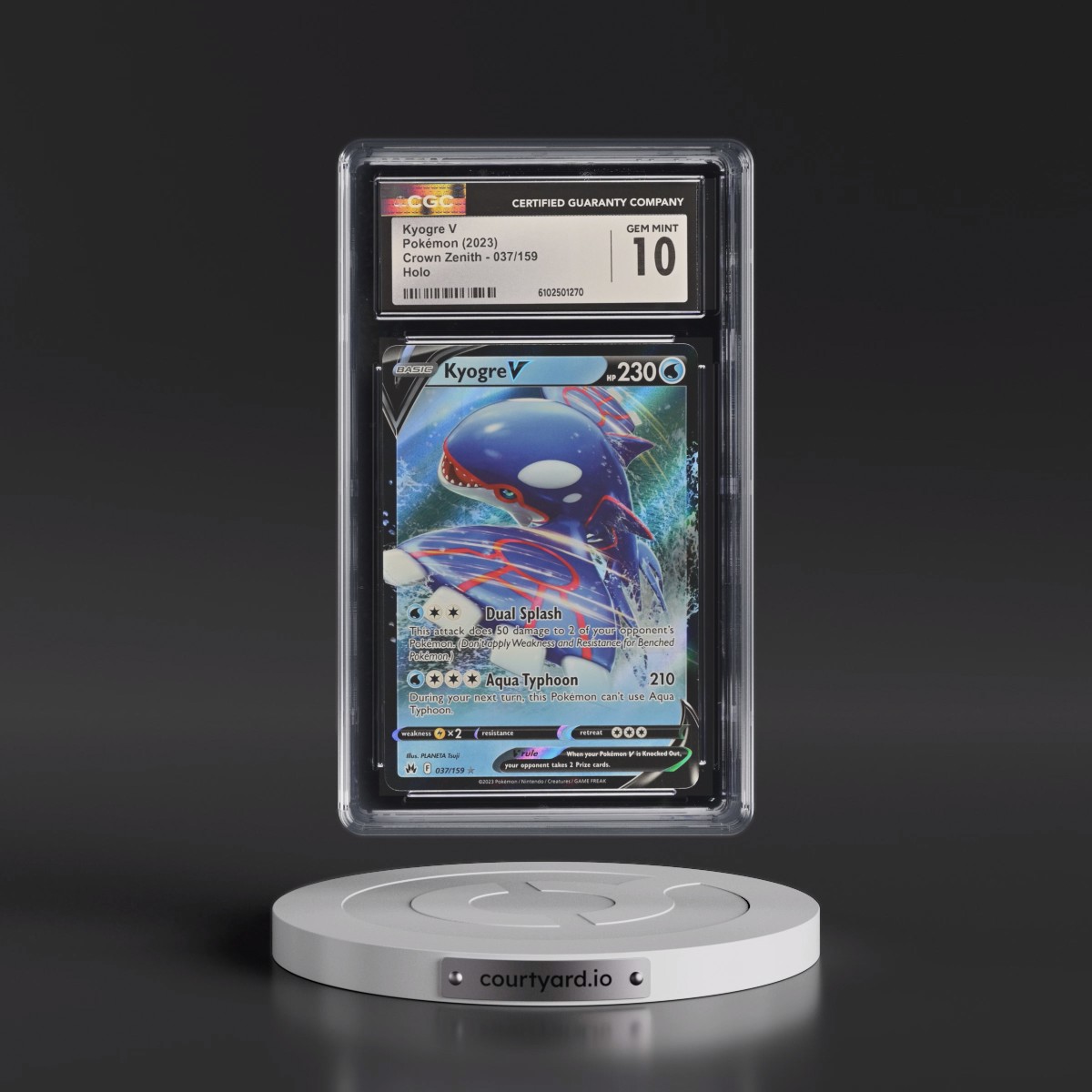 2023 Crown Zenith #037/159 Kyogre V - Holo (CGC 10 GEM MINT)