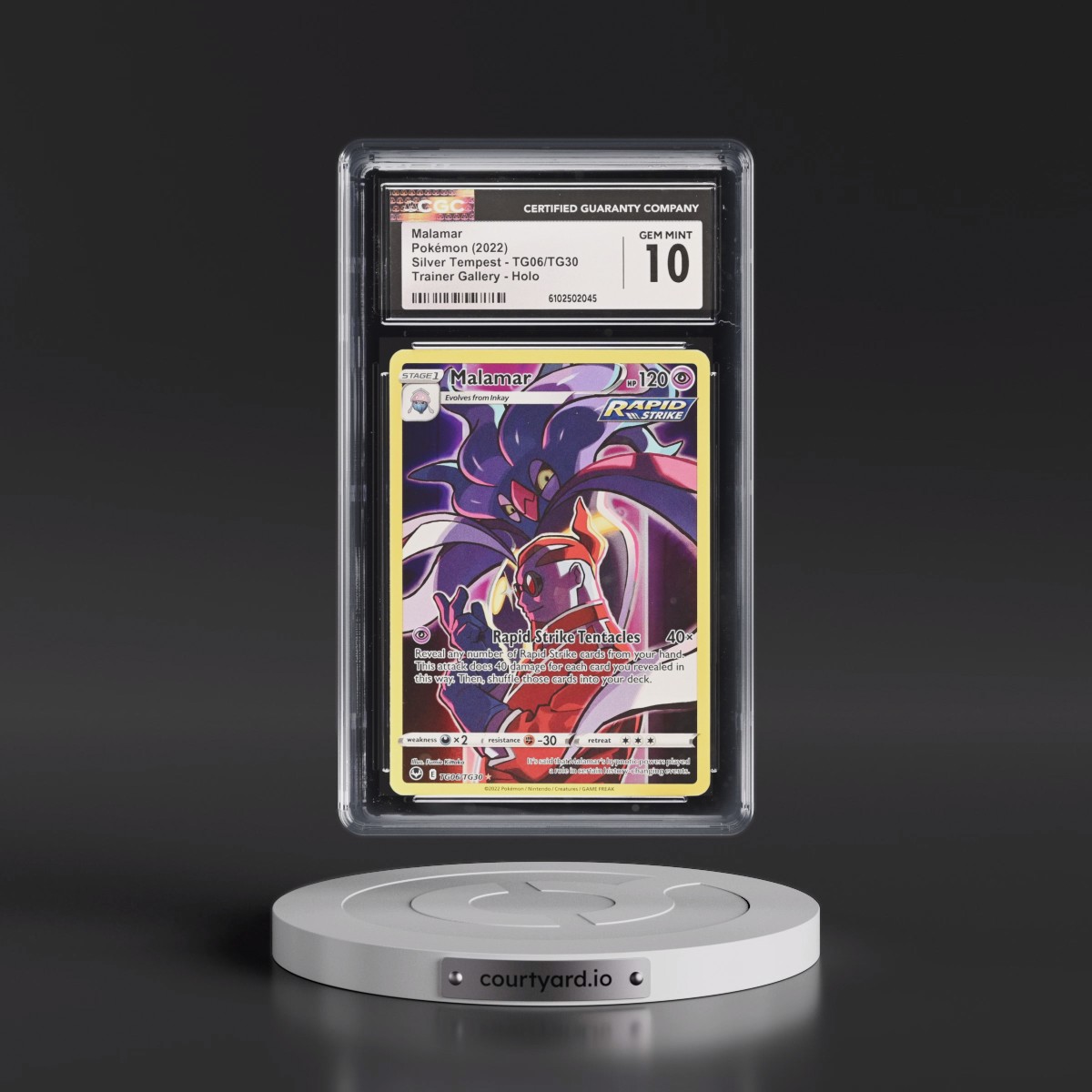 2022 Silver Tempest #TG06/TG30 Malamar - Trainer Gallery Holo (CGC 10 GEM MINT)