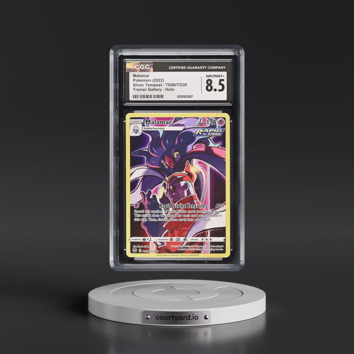 2022 Silver Tempest #TG06/TG30 Malamar - Trainer Gallery Holo (CGC 8.5 NM-MT+)