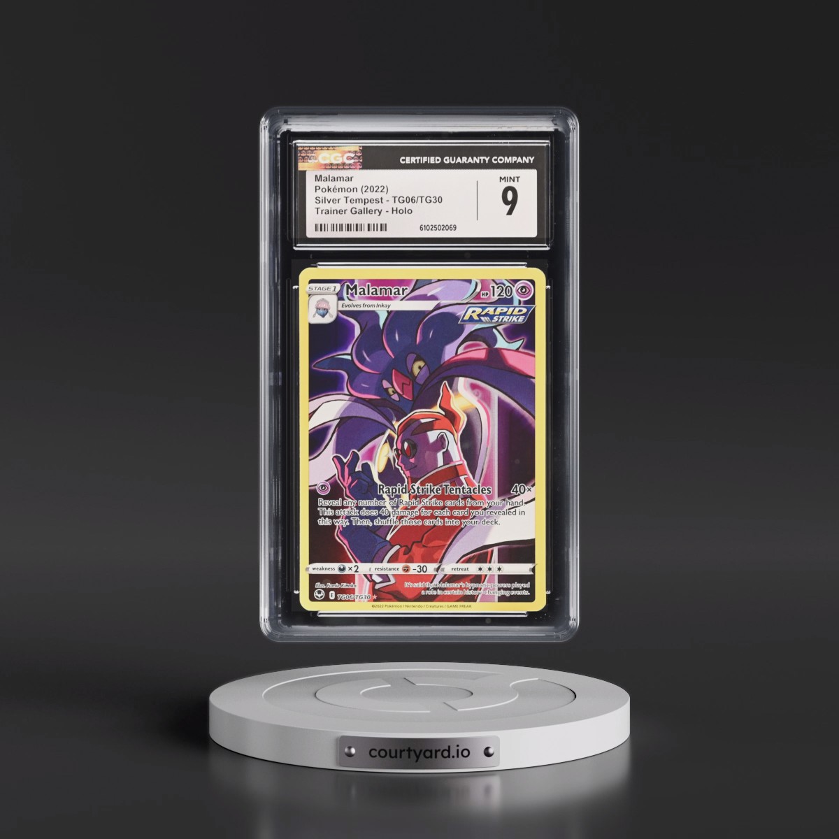 2022 Silver Tempest #TG06/TG30 Malamar - Trainer Gallery Holo (CGC 9 MINT)