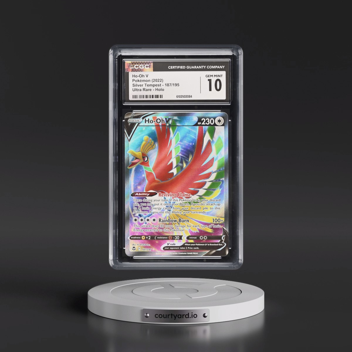 2022 Silver Tempest #187/195 Ho-Oh V - Ultra Rare Holo (CGC 10 GEM MINT)