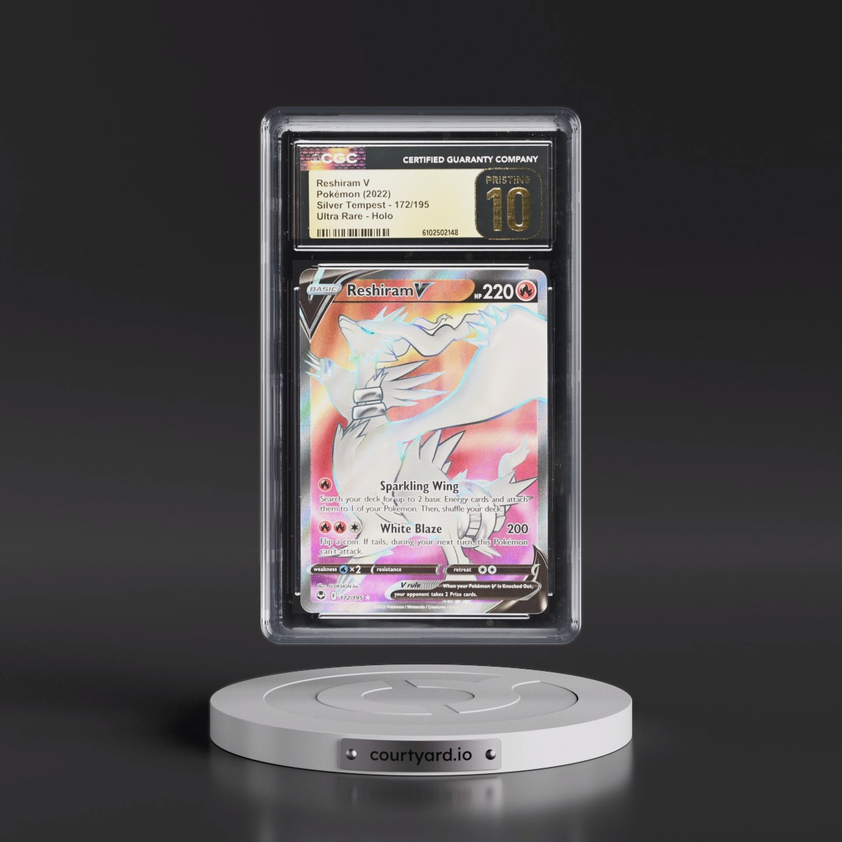 2022 Silver Tempest #172/195 Reshiram V - Ultra Rare Holo (CGC 10 PRISTINE)