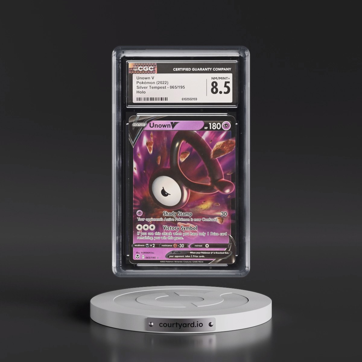 2022 Silver Tempest #065/195 Unown V - Holo (CGC 8.5 NM-MT+)