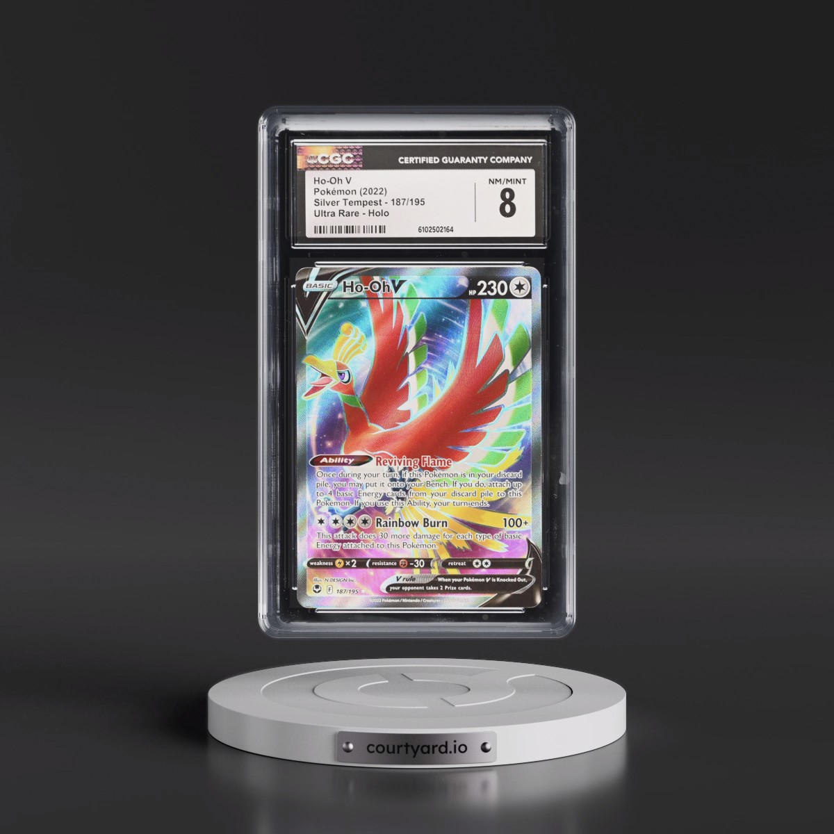 2022 Silver Tempest #187/195 Ho-Oh V - Ultra Rare Holo (CGC 8 NM-MT)