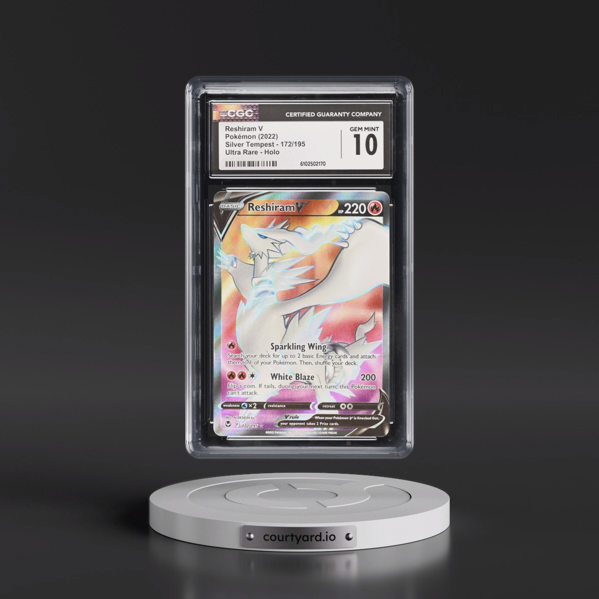 2022 Silver Tempest #172/195 Reshiram V - Ultra Rare Holo (CGC 10 GEM MINT)