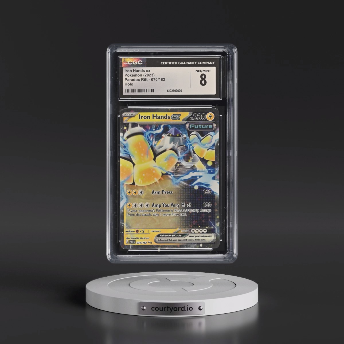 2023 Pokémon Par EN-Paradox Rift #070 Iron Hands EX - Holo (CGC 8 NM-MT)