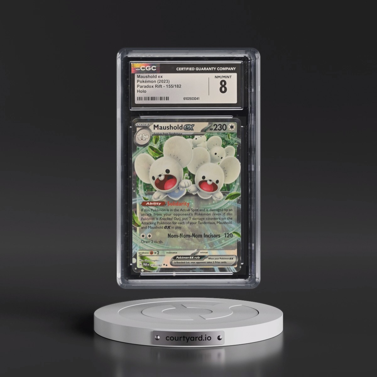 2023 Pokémon Par EN-Paradox Rift #155 Maushold EX - Holo (CGC 8 NM-MT)