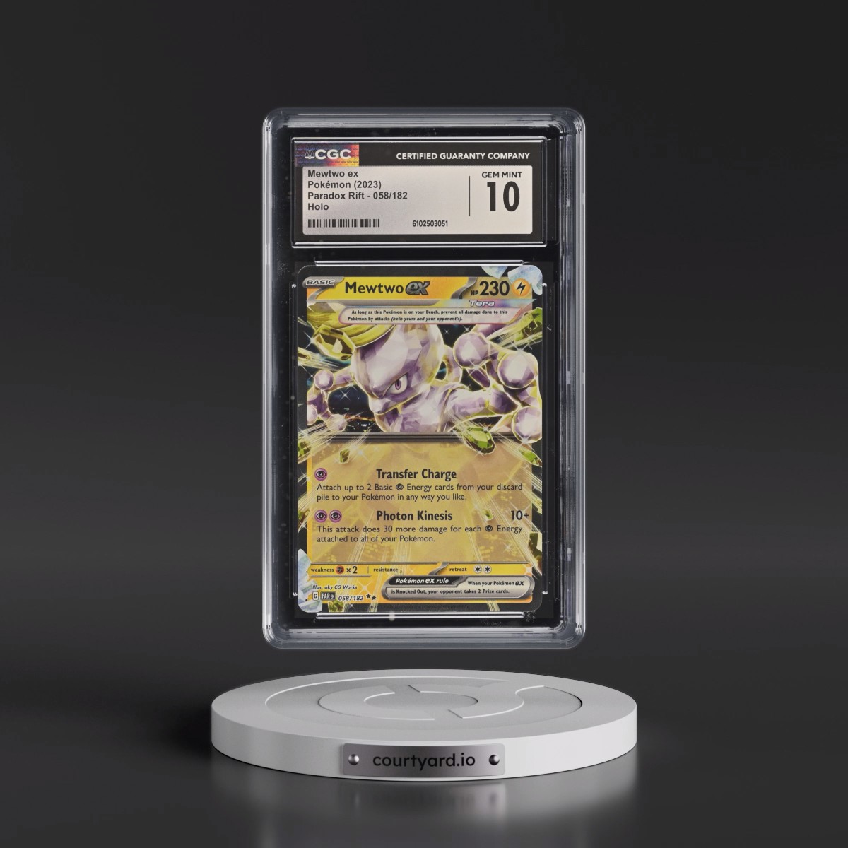2023 Paradox Rift - PAR EN #058/182 Mewtwo ex - Holo (CGC 10 GEM MINT)