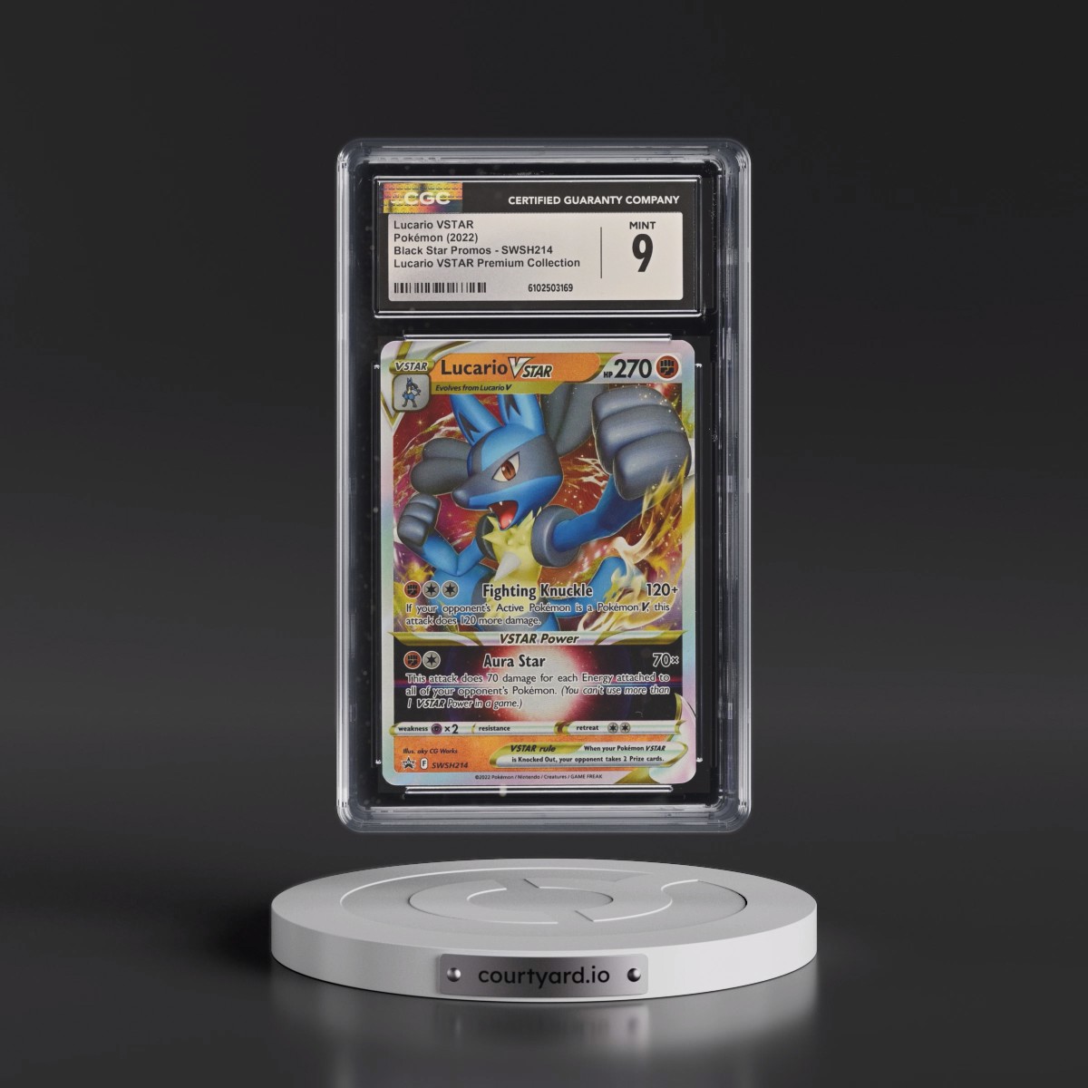 2017 Black Star Promos - Sword & Shield #SWSH214 Lucario VSTAR - Holo Lucario VSTAR Premium Collection (CGC 9 MINT)