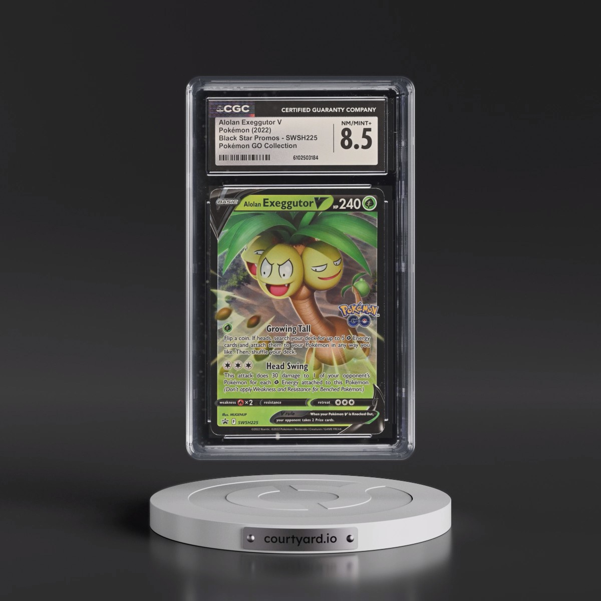 2017 Black Star Promos - Sword & Shield #SWSH225 Alolan Exeggutor V - Holo Pokémon GO Collection-Alolan Exeggutor V (CGC 8.5 NM-MT+)