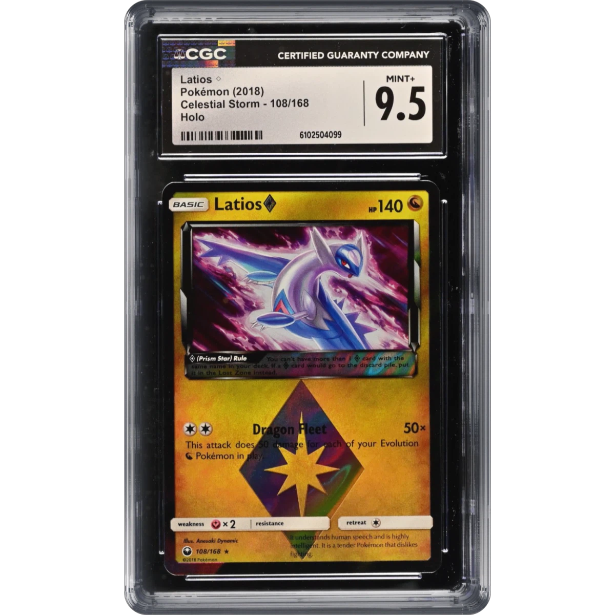 2018 Celestial Storm #108/168 Latios ◇ - Holo (CGC 9.5 MINT+)
