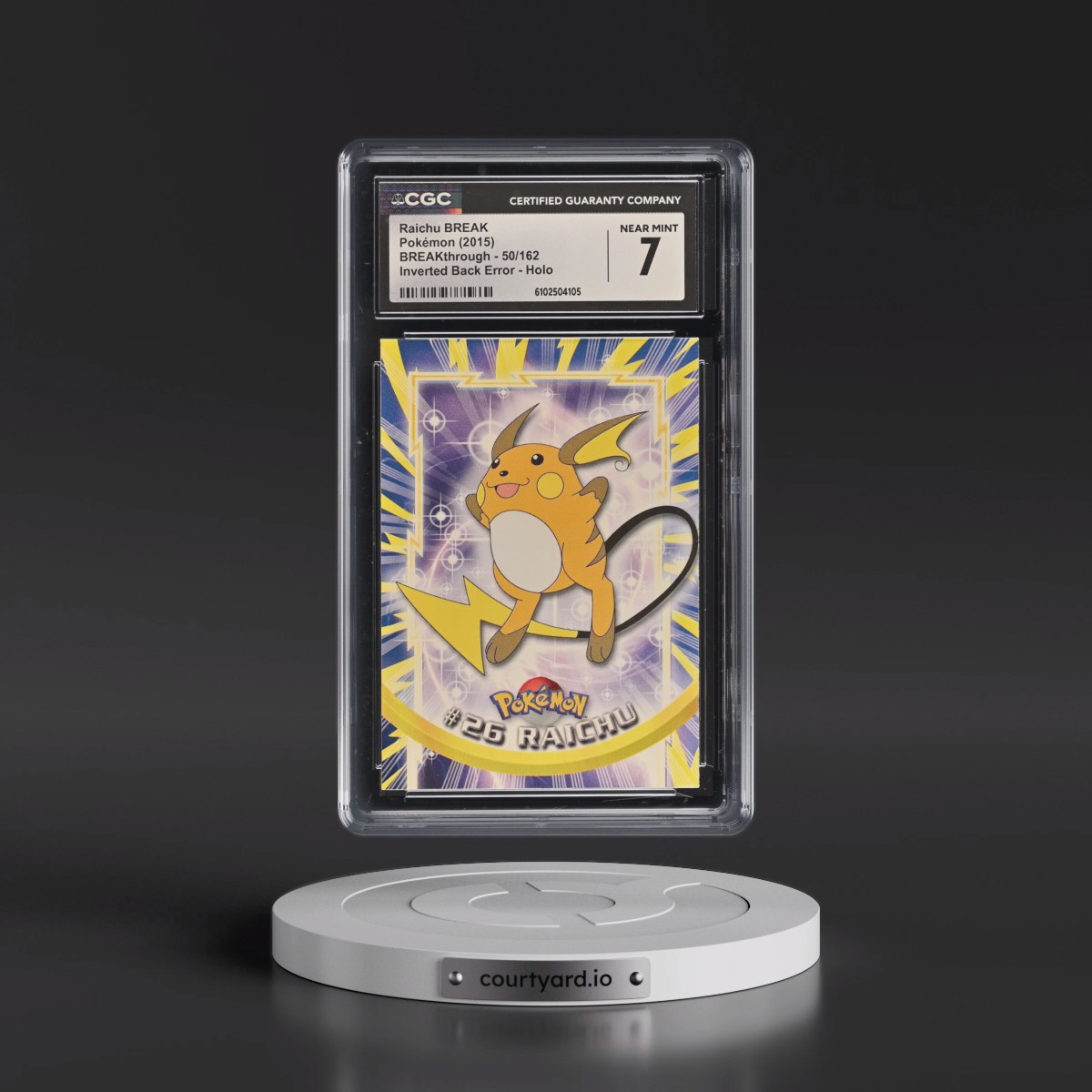 2015 BREAKthrough #50/162 Raichu BREAK - Inverted Back Error Holo (CGC 7 NM)