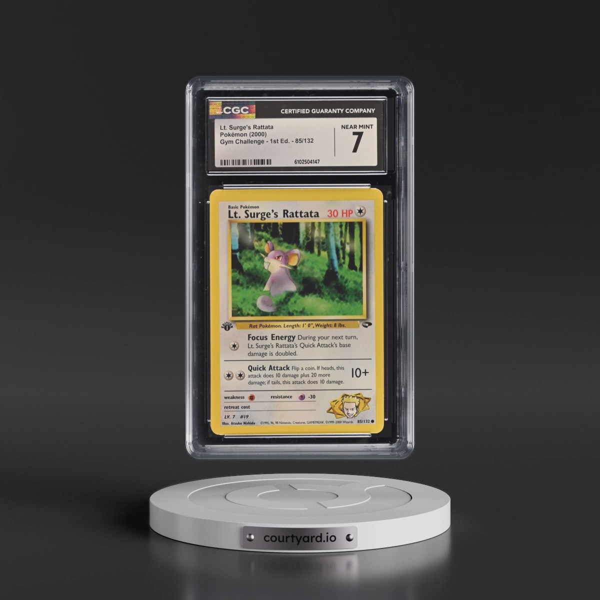 2000 Gym Challenge #85/132 Lt. Surge's Rattata - 1st Edition 1st Edition (CGC 7 NM)