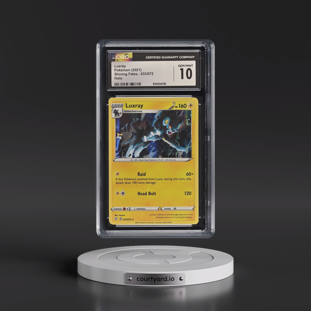 2021 Shining Fates #033/072 Luxray - Holo (CGC 10 GEM MINT)