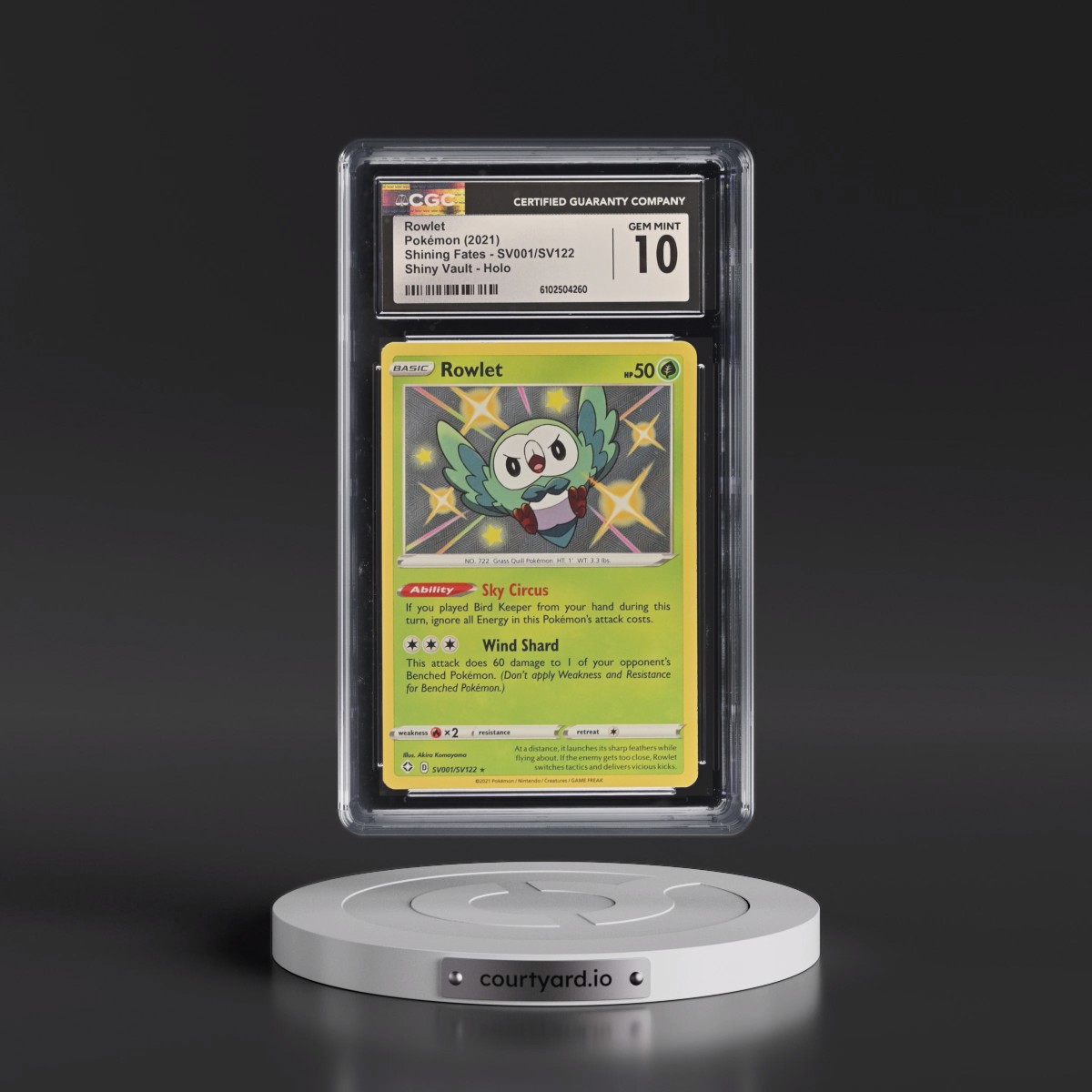 2021 Shining Fates #SV001/SV122 Rowlet - Shiny Rare Holo (CGC 10 GEM MINT)