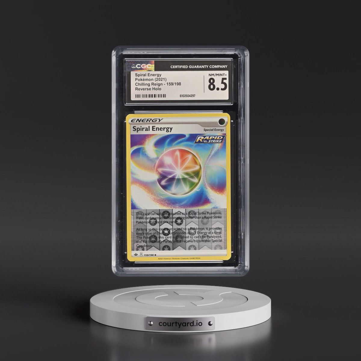 2021 Chilling Reign #159/198 Spiral Energy - Reverse Holo (CGC 8.5 NM-MT+)