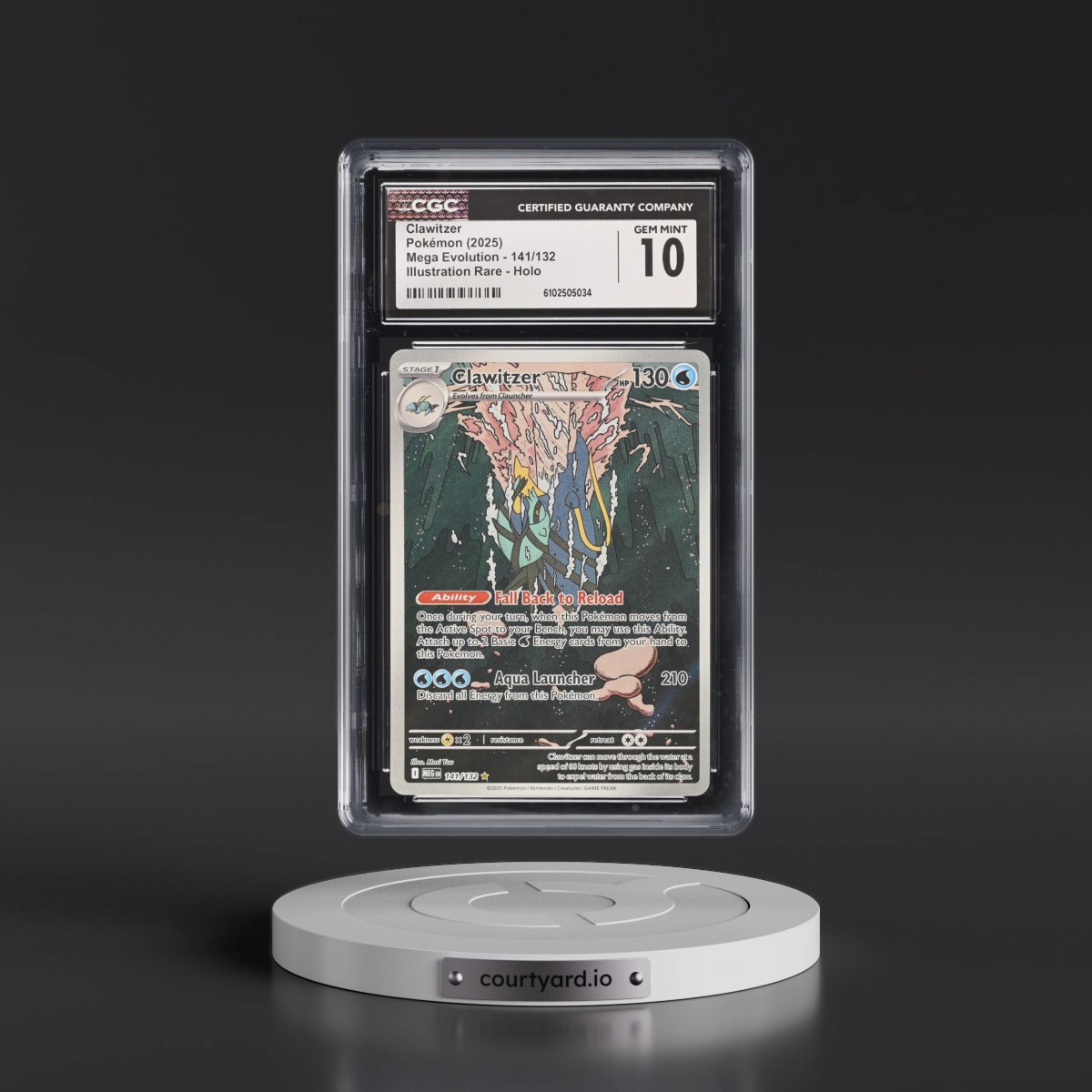 2025 Pokémon Meg EN-Mega Evolution #141 Clawitzer - Illustration Rare (CGC 10 GEM MINT)