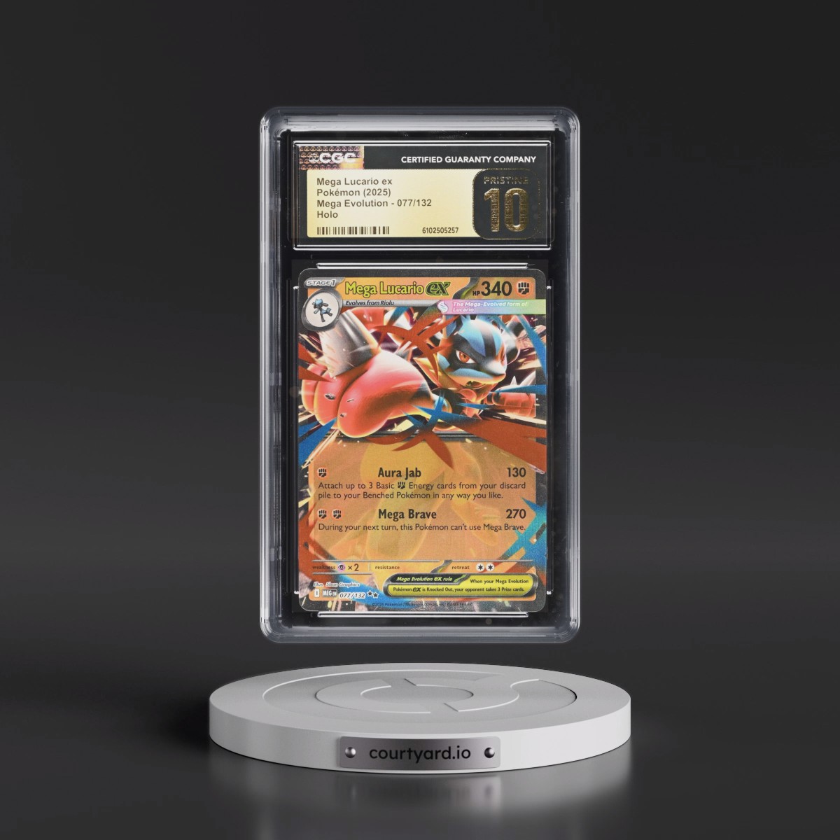 2025 Mega Evolution - MEG EN #077/132 Mega Lucario ex - Holo (CGC 10 PRISTINE)