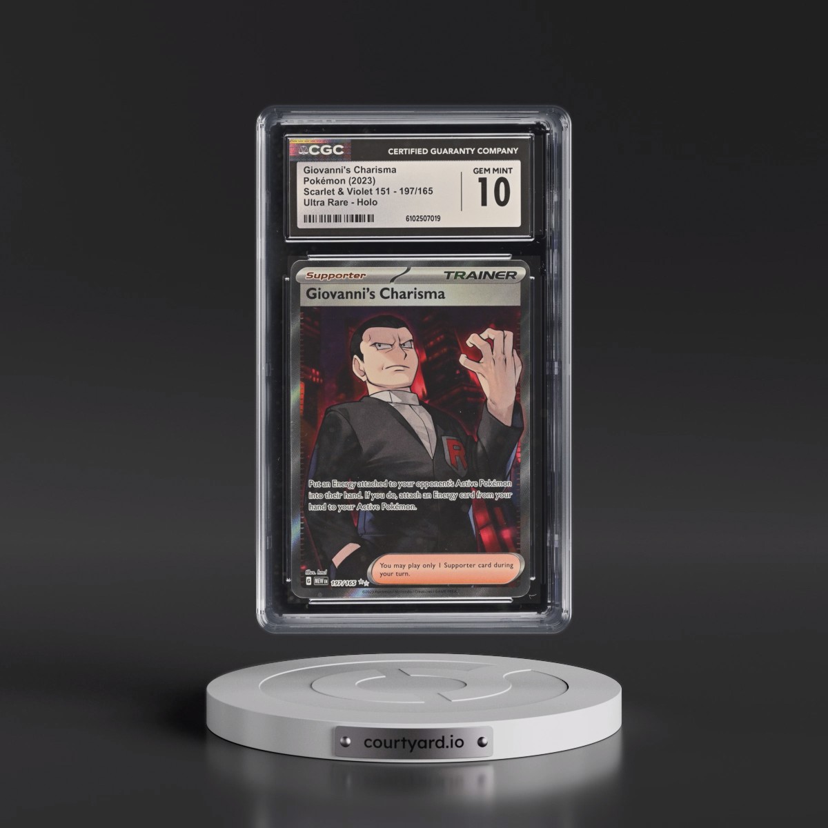 2023 Scarlet & Violet 151 - MEW EN #197/165 Giovanni's Charisma - Ultra Rare Holo (CGC 10 GEM MINT)