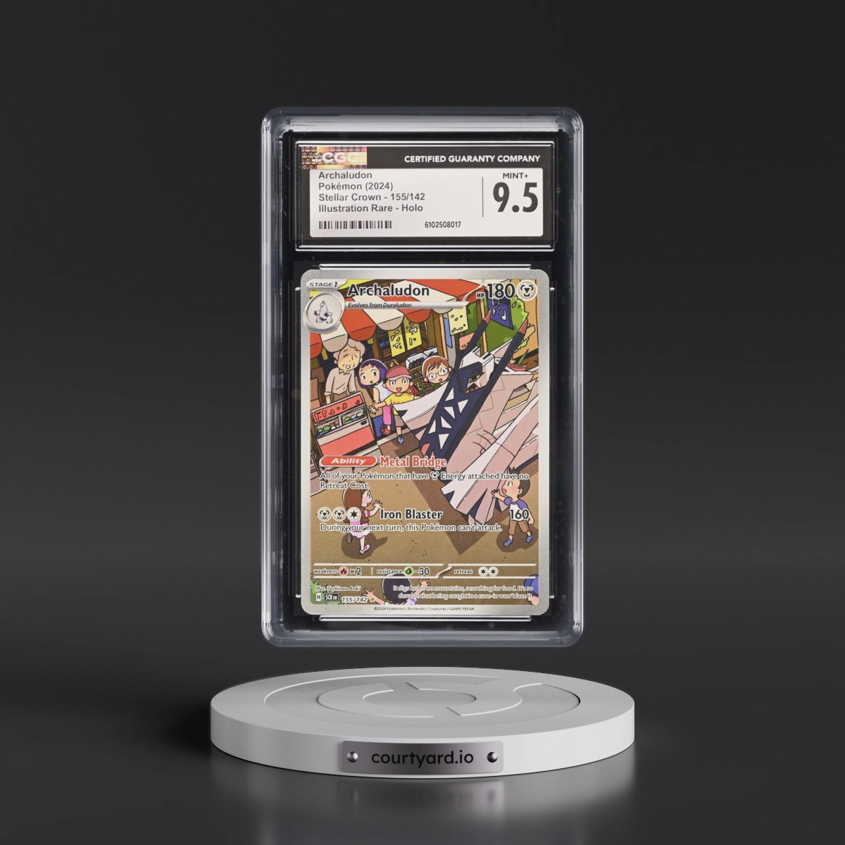 2024 Pokémon Scr EN-Stellar Crown #155 Archaludon - Illustration Rare (CGC 9.5 MINT+)