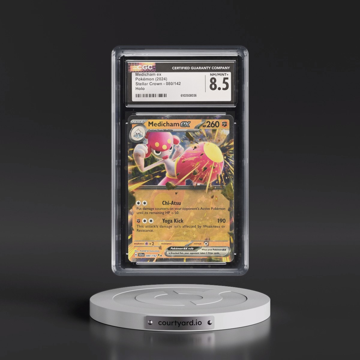 2024 Pokémon Scr EN-Stellar Crown #080 Medicham EX - Holo (CGC 8.5 NM-MT+)