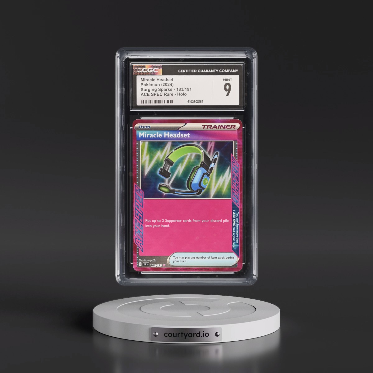 2024 Surging Sparks - SSP EN #183/191 Miracle Headset - ACE SPEC Rare Holo (CGC 9 MINT)