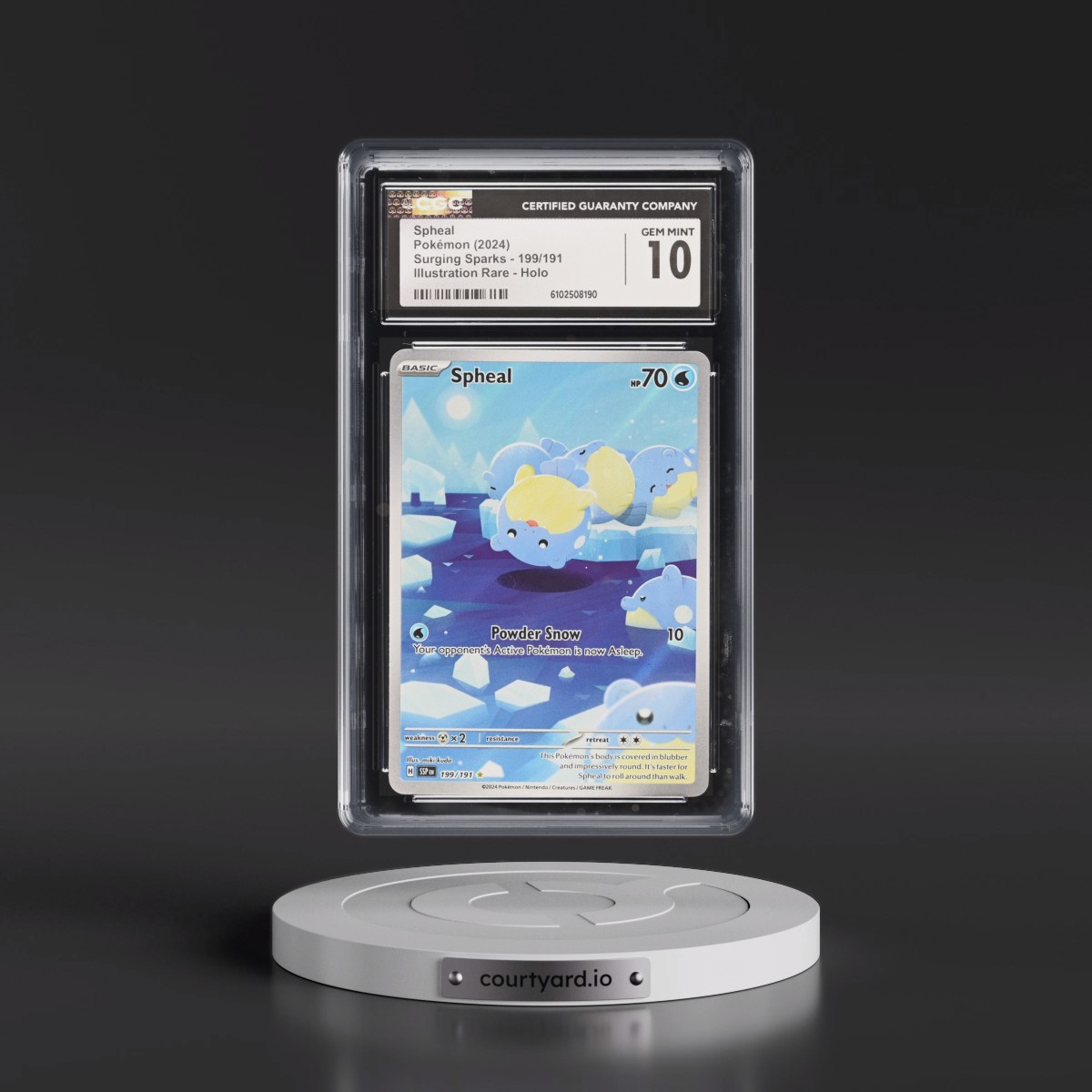 2024 Pokémon Ssp EN-Surging Sparks #199 Spheal - Illustration Rare (CGC 10 GEM MINT)
