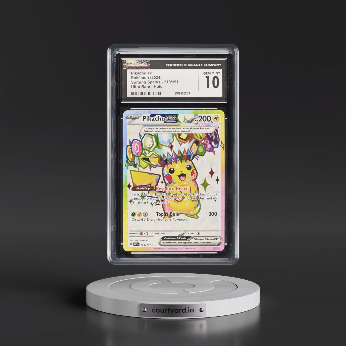 2024 Surging Sparks - SSP EN #219/191 Pikachu ex - Ultra Rare Holo (CGC 10 GEM MINT)