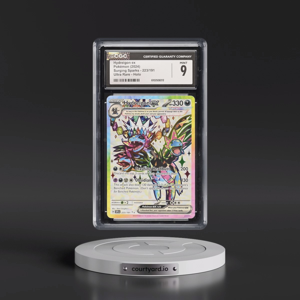 2024 Pokémon Ssp EN-Surging Sparks #223 Hydreigon EX - Holo Ultra Rare (CGC 9 MINT)