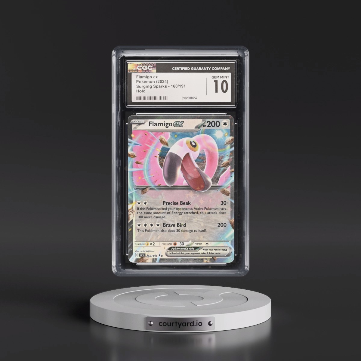 2024 Surging Sparks - SSP EN #160/191 Flamigo ex - Holo (CGC 10 GEM MINT)