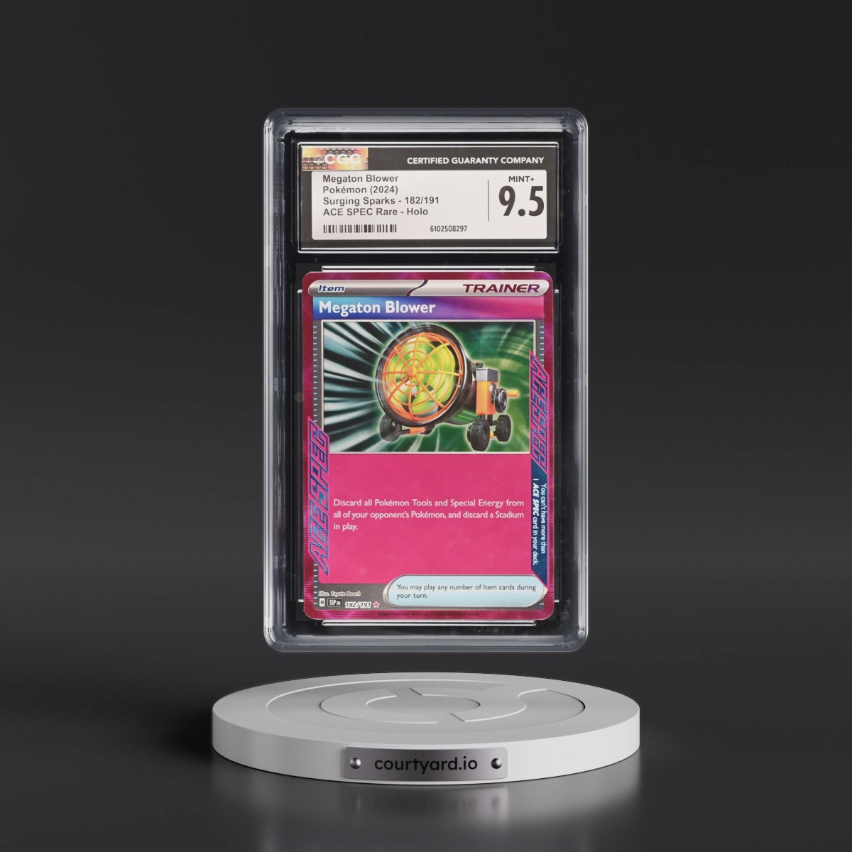 2024 Surging Sparks - SSP EN #182/191 Megaton Blower - ACE SPEC Rare Holo (CGC 9.5 MINT+)