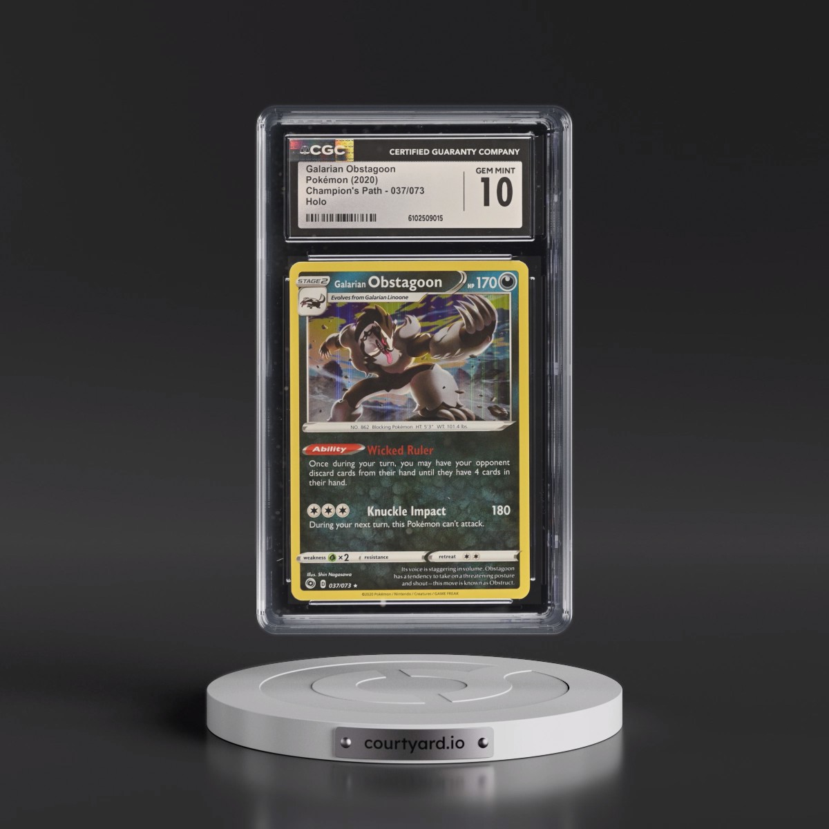 2020 Champion's Path #037/073 Galarian Obstagoon - Holo (CGC 10 GEM MINT)