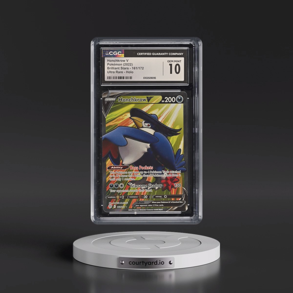 2022 Brilliant Stars #161/172 Honchkrow V - Ultra Rare Holo (CGC 10 GEM MINT)