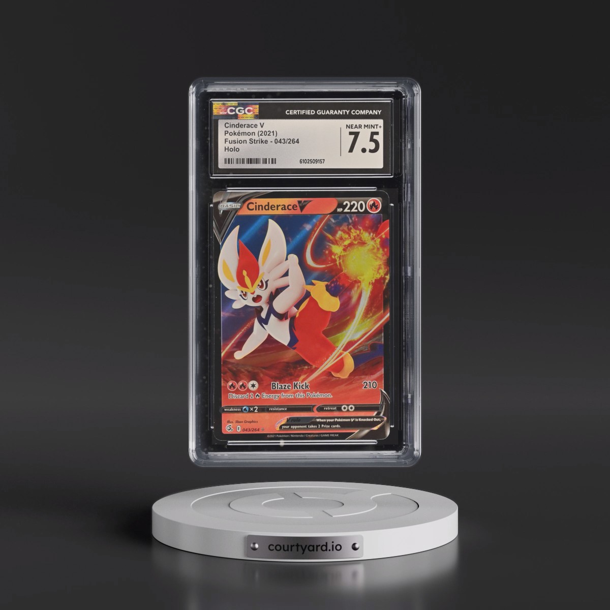 2019 Fusion Strike #043/264 Cinderace V - Holo (CGC 7.5 NM+)