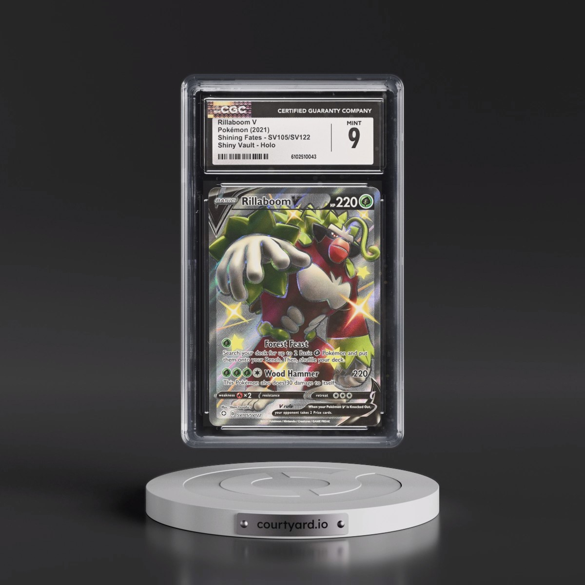 2021 Shining Fates #SV105/SV122 Rillaboom V - Shiny Vault Holo (CGC 9 MINT)