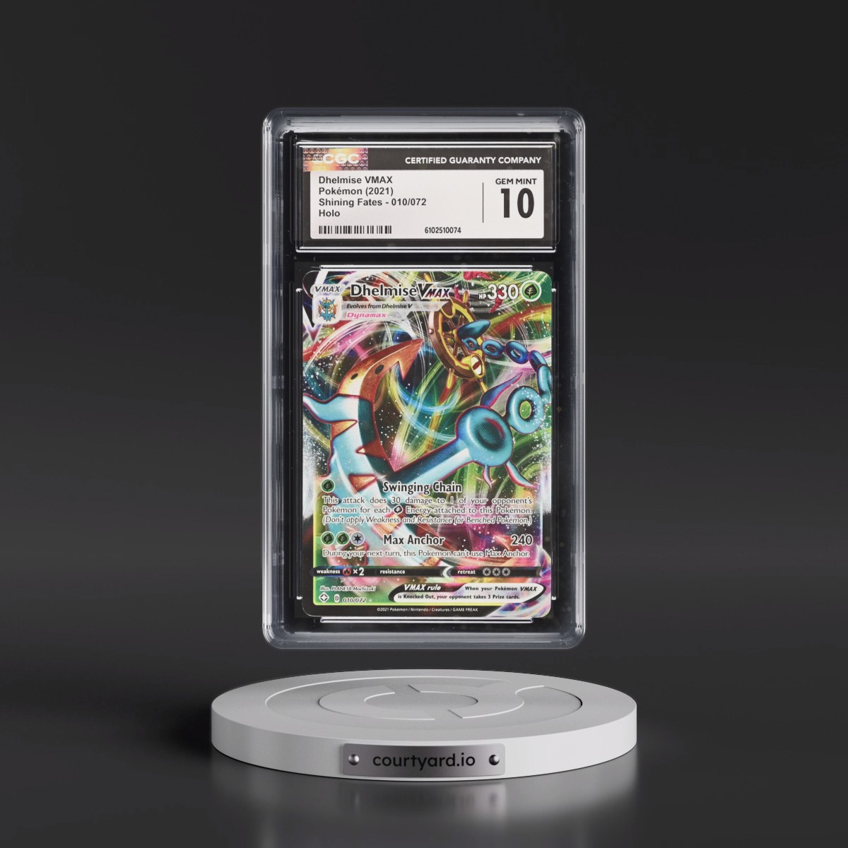 2021 Shining Fates #010/072 Dhelmise VMAX - Holo (CGC 10 GEM MINT)